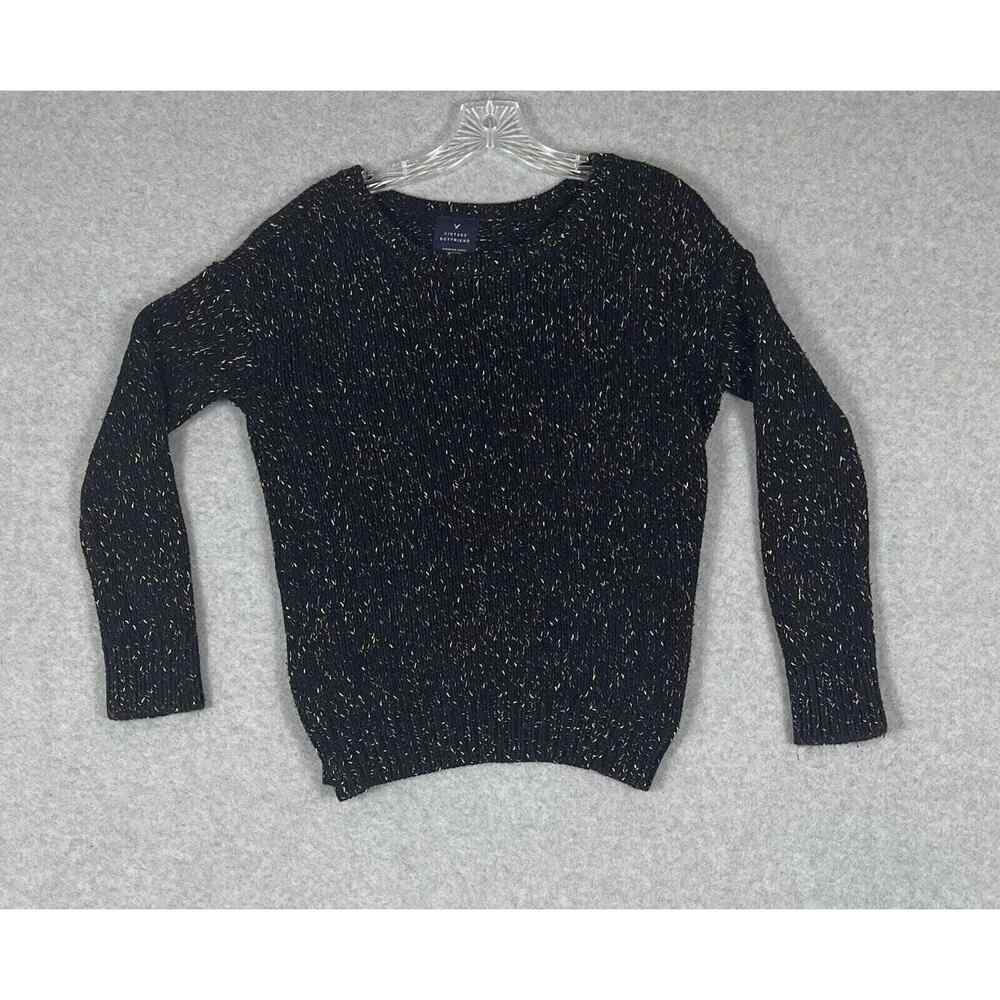 VTG American Eagles Sweater Womens S Petite Black Boyfriend Preppy Career Casual